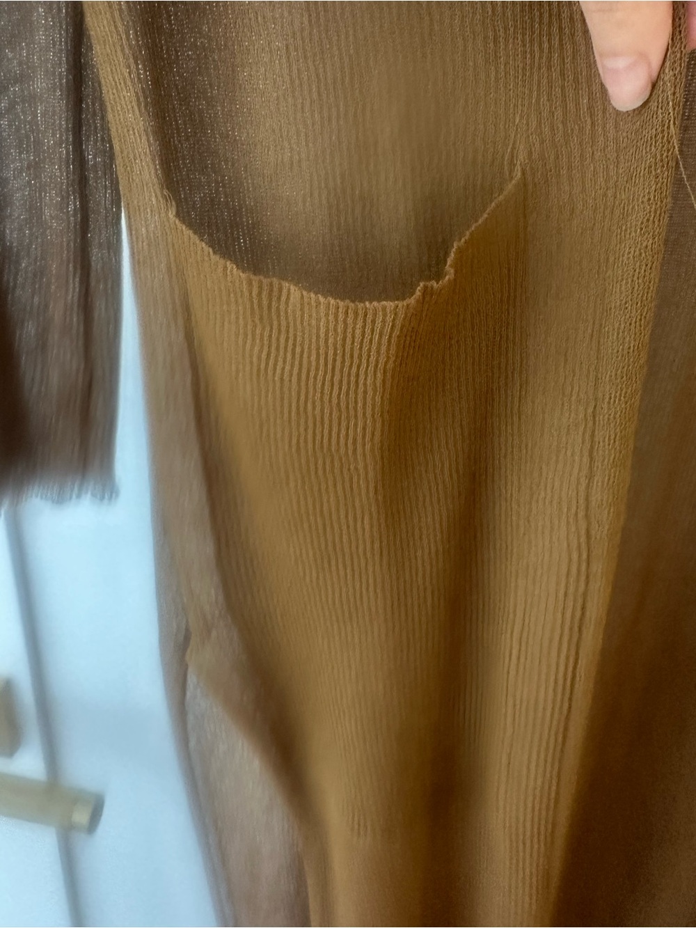 Zara Brown Lightweight Longline Knit cardigan jacket - Picture 6 of 14